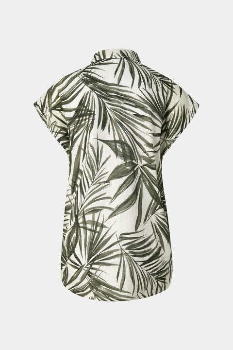 Charlet Linen Blouse In Olive Green/Cream