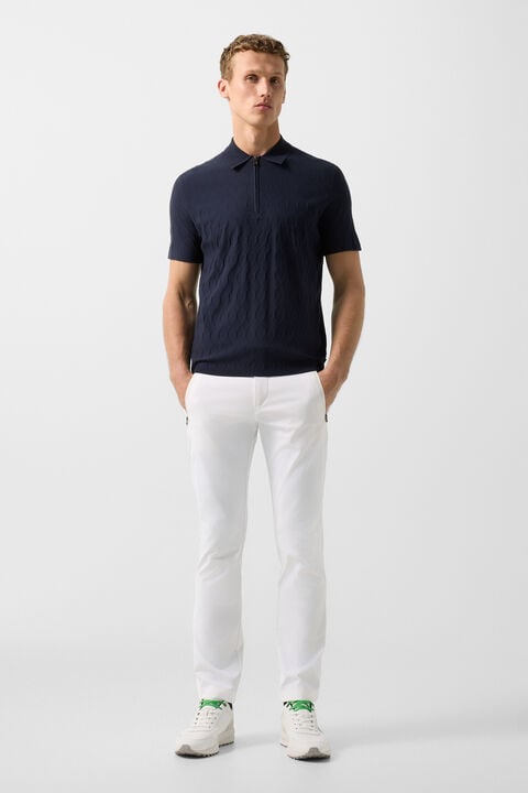 Maxim Knitted Polo Shirt In Navy Blue