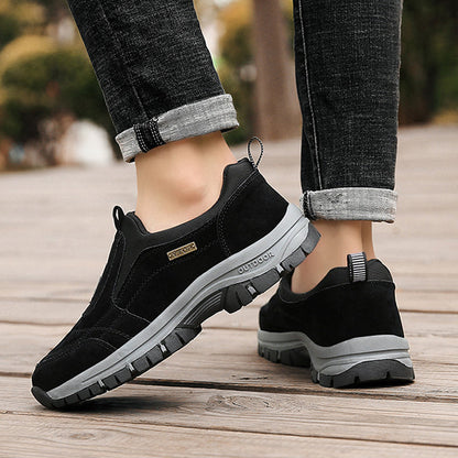 Men's Orthopedic Slip-On Winter Walking Shoes - Fleece-Lined, Waterproof & Anti-Slip Rubber Sole