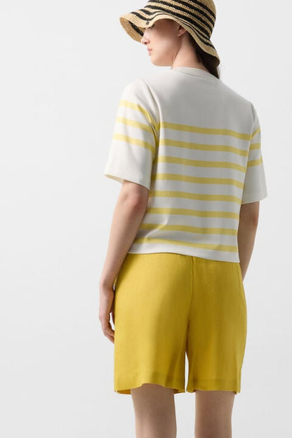 Linen Mix Shorts Carmel In Yellow