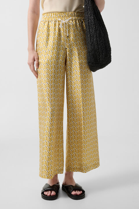 Emmy Silk Trousers In Yellow/Cream