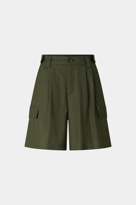 Linen Mix Cargo Shorts Hanny In Olive Green