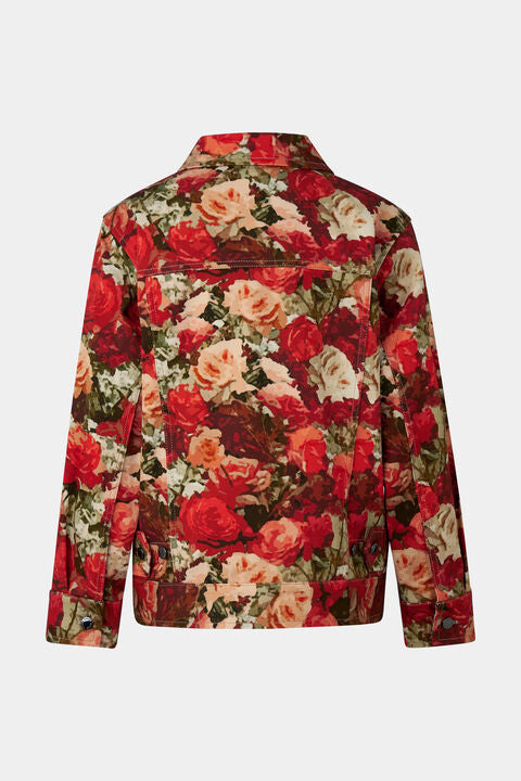 Jaclyn Denim Jacket In Red/Green