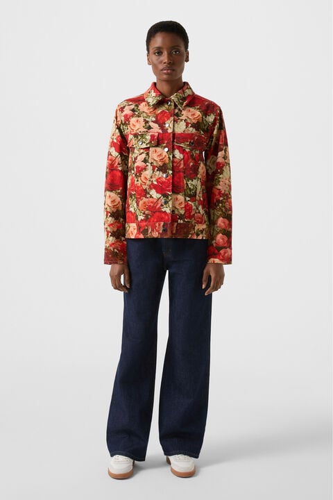 Jaclyn Denim Jacket In Red/Green