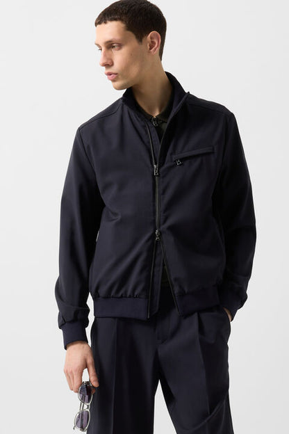 Virgin Wool Jacket Milan In Dark Blue