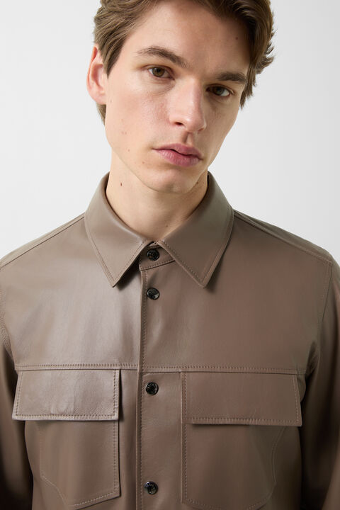 Leather Overshirt Olli In Mud