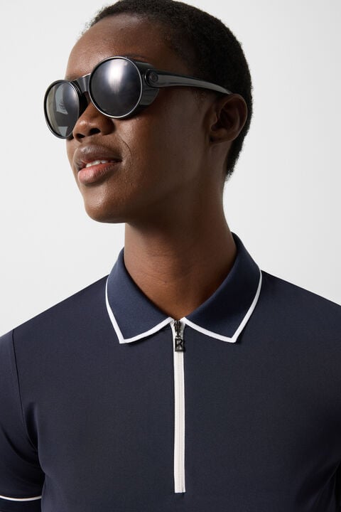 Caren Functional Short-Sleeved Top In Navy Blue