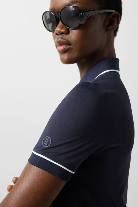Caren Functional Short-Sleeved Top In Navy Blue