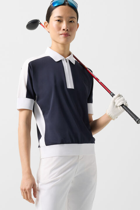 Arabell Functional Short-Sleeved Top In Navy Blue/White