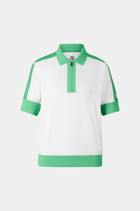 Arabell Functional Short-Sleeved Top In White/Green