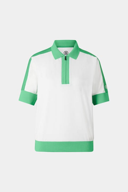 Arabell Functional Short-Sleeved Top In White/Green