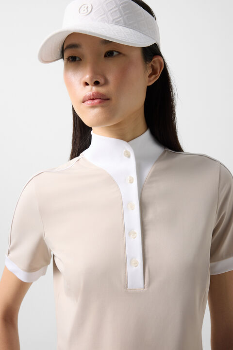 Katrina Functional Short-Sleeved Top In Sand/White