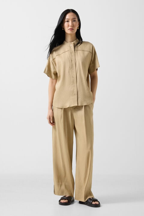 Linen Mix Blouse Cheryl In Camel