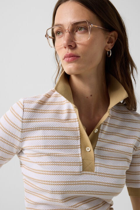 Wendy Polo Shirt In Camel/Off-White