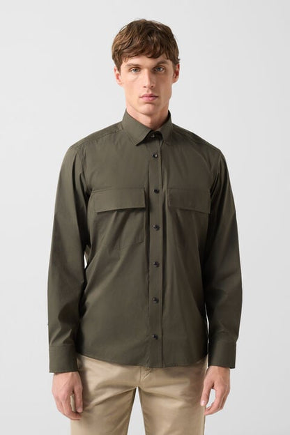 Poplin Shirt Heiko In Olive Green