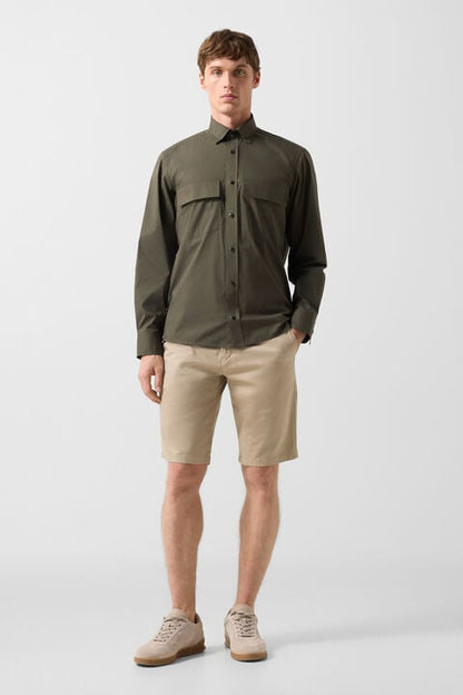 Poplin Shirt Heiko In Olive Green
