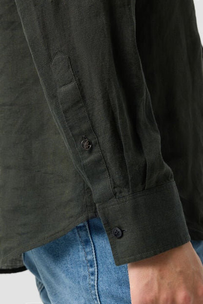 Timi Linen Shirt In Olive Green