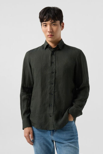 Timi Linen Shirt In Olive Green