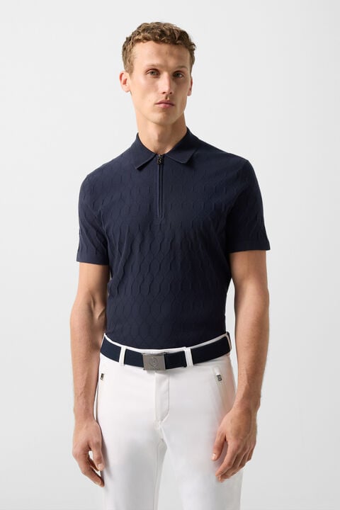 Maxim Knitted Polo Shirt In Navy Blue