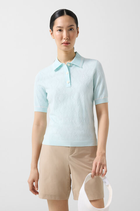 Mandy Knitted Polo Shirt In Light Blue