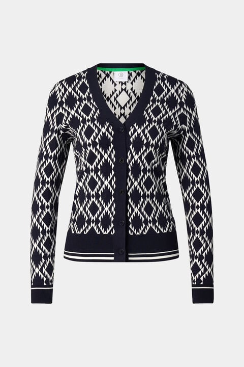 Amber Knit Jacket In Navy Blue/White
