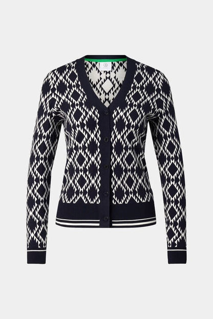 Amber Knit Jacket In Navy Blue/White