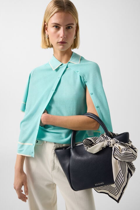 Peaches Silk Knit Jacket In Cyan-Blue