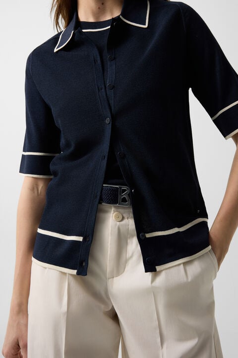 Peaches Silk Knit Jacket In Navy Blue