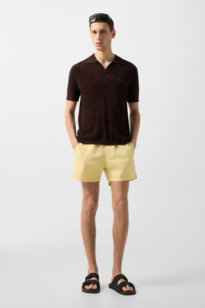 Finn Knitted Polo Shirt In Dark Brown