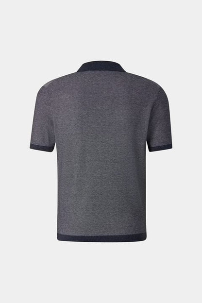 Lyon Knitted Polo Shirt In Navy Blue