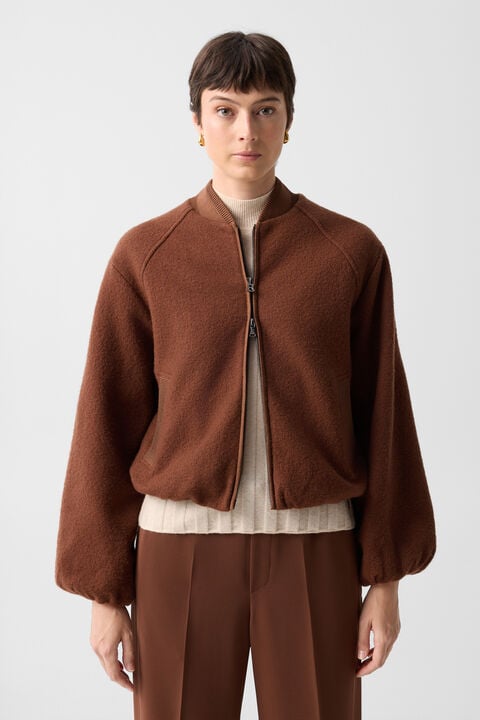 Editha Woollen Blouson In Brown
