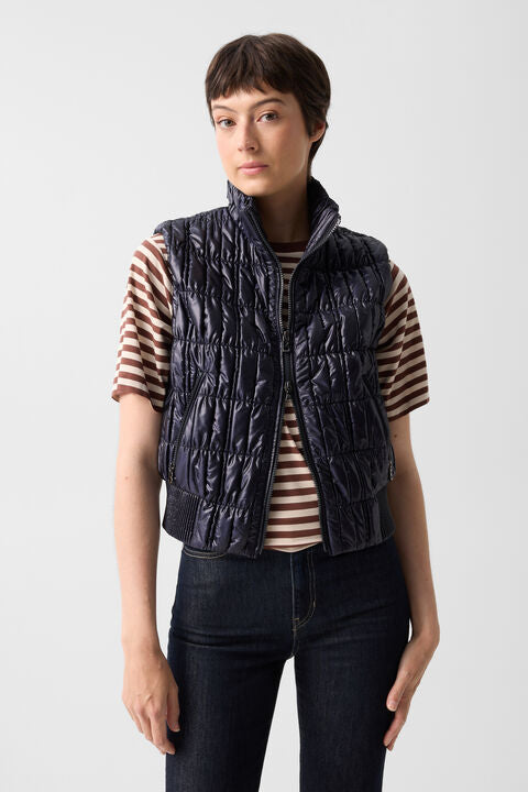 Sally Quilted Waistcoat In Navy Blue