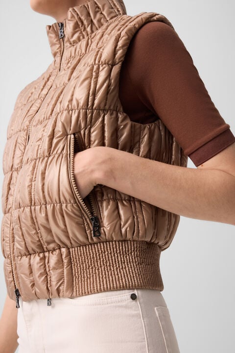 Sally Quilted Waistcoat In Camel