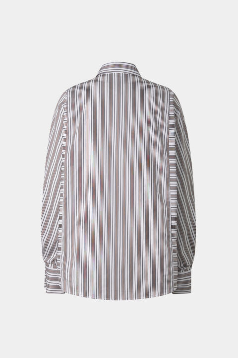 Cotton Shirt Blouse Gigi In White/Brown
