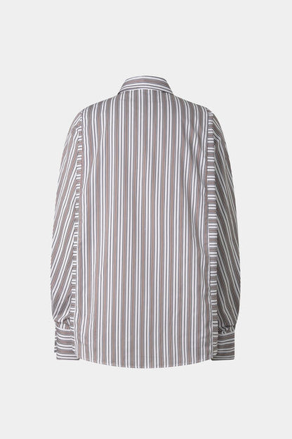 Cotton Shirt Blouse Gigi In White/Brown