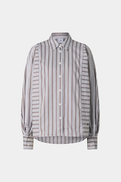 Cotton Shirt Blouse Gigi In White/Brown