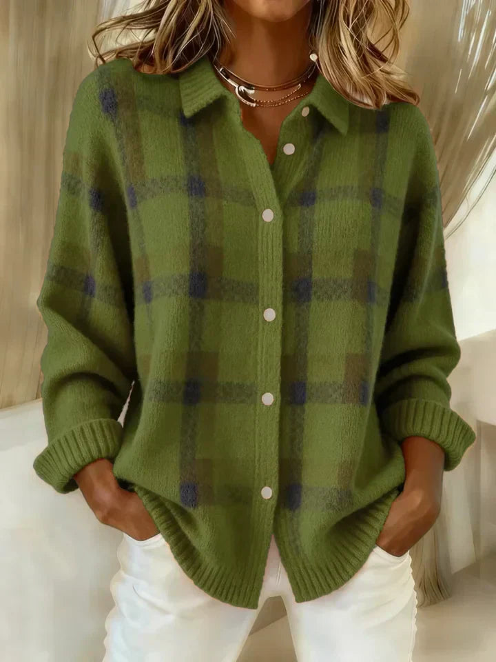 Women's Retro Casual Color-Block Knit Cardigan Sweater