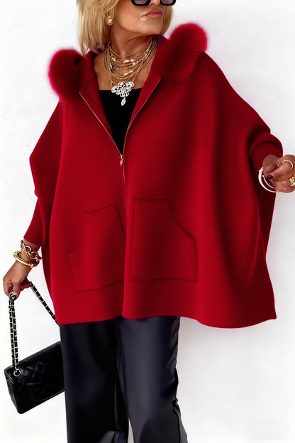 Women's Fur Collar Solid Color Casual Jacket