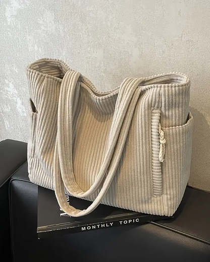 Nova – Ribbed Tote Bag with Cord Detail