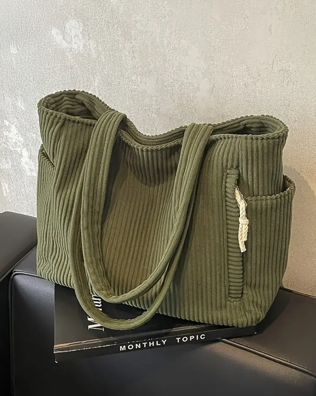 Nova – Ribbed Tote Bag with Cord Detail