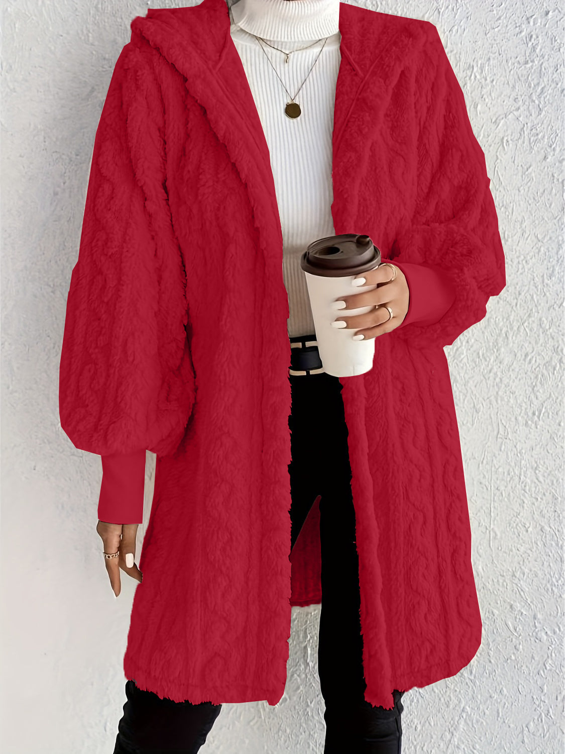 Women's Plush Fleece Soft Midi-Length Jacket with Pockets (Buy 2 Free Shipping)