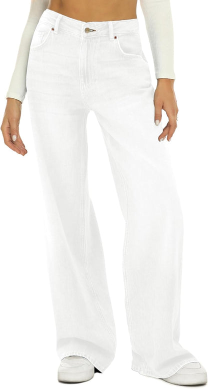 HDLTE Women Wide Leg Jeans High Waist Baggy Jeans Loose Boyfriend Jeans Denim Pants Y2K