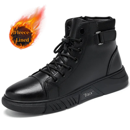 Men's Genuine Leather Boots | Casual & Versatile | Waterproof & Fleece-Lined