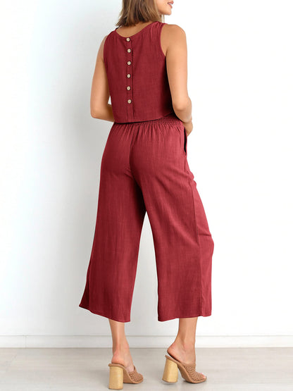Summer Sleeveless Lounge Set With Pockets