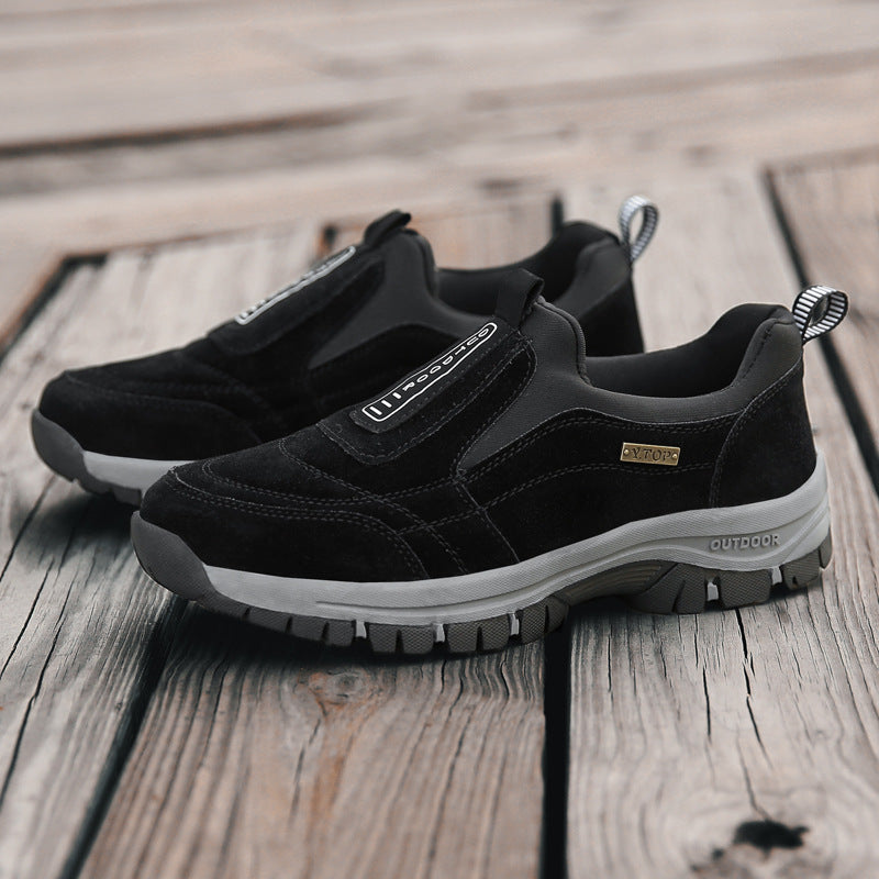 Men's Orthopedic Slip-On Winter Walking Shoes - Fleece-Lined, Waterproof & Anti-Slip Rubber Sole