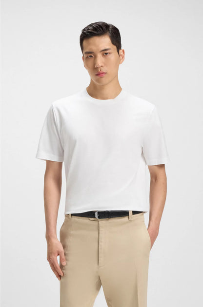 REGULAR-FIT T-SHIRT IN COTTON JERSEY WITH RIBBED COLLAR