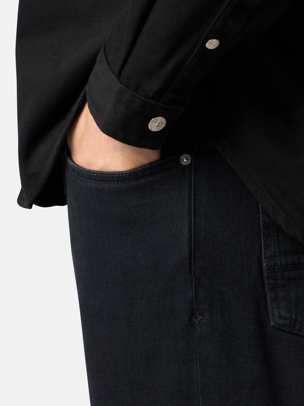 J100007 STRETCH BLACK DENIM-RINSED