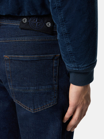 J100007 STRETCH INDIGO DENIM-RINSED